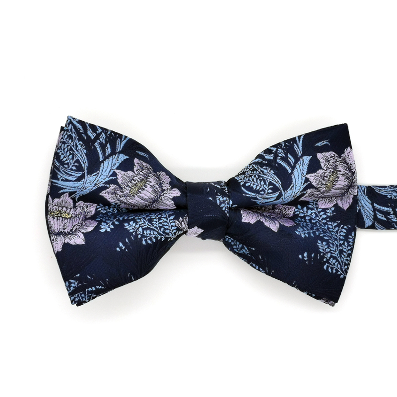 Microfiber woven big flower navy bowtie