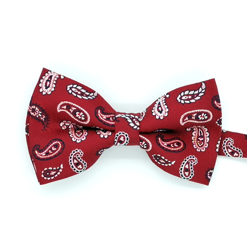 Microfiber woven paisley red bowtie