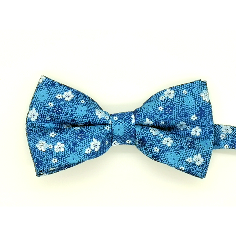 Microfiber woven small flower blue bowtie