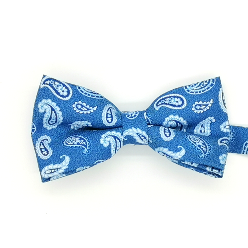 Microfiber woven paisley blue bowtie