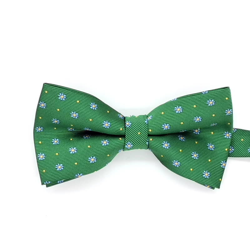 Microfiber woven small flower green bowtie