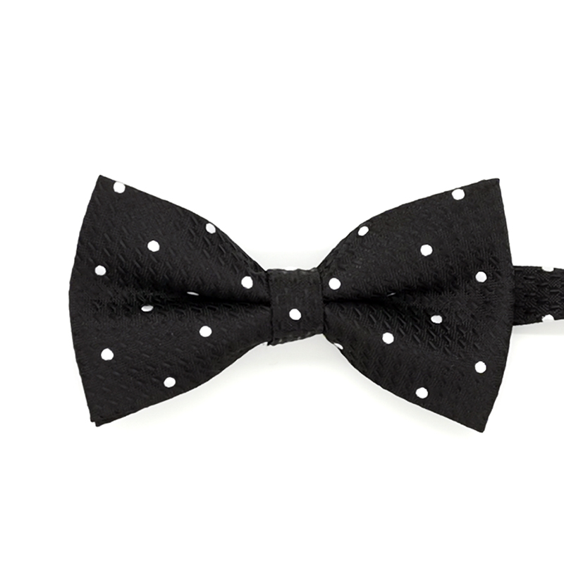 Microfiber white dots black bowtie