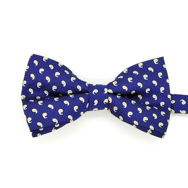 Microfiber woven small paisley blue bowtie