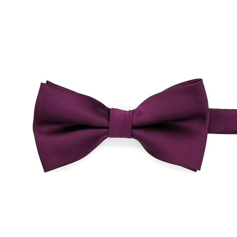 Microfiber woven burgundy plain color bowtie