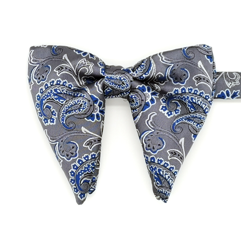 Microfiber big paisley gray bowtie