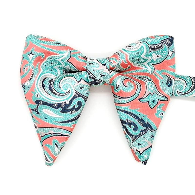 Microfiber big paisley pattern green bowtie