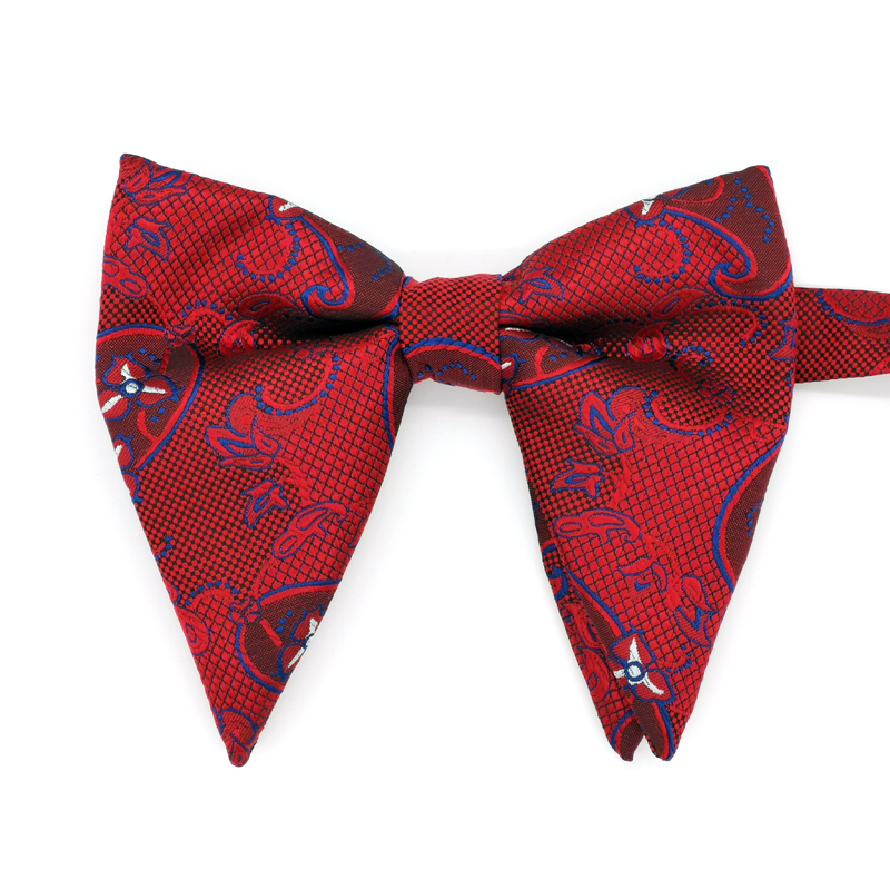 Microfiber big flower pattern red bowtie